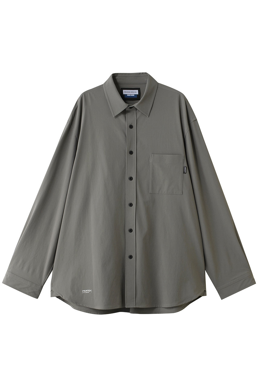 MAISON SPECIAL 【UNISEX】PERTEX レギュラーカラーL/Sシャツ (GRY(グレー), 1) メゾンスペシャル ELLE SHOP
