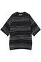 【UNISEX】ドローイングピンタックニットボーダー S/S TEE メゾンスペシャル/MAISON SPECIAL BLK(ブラック)