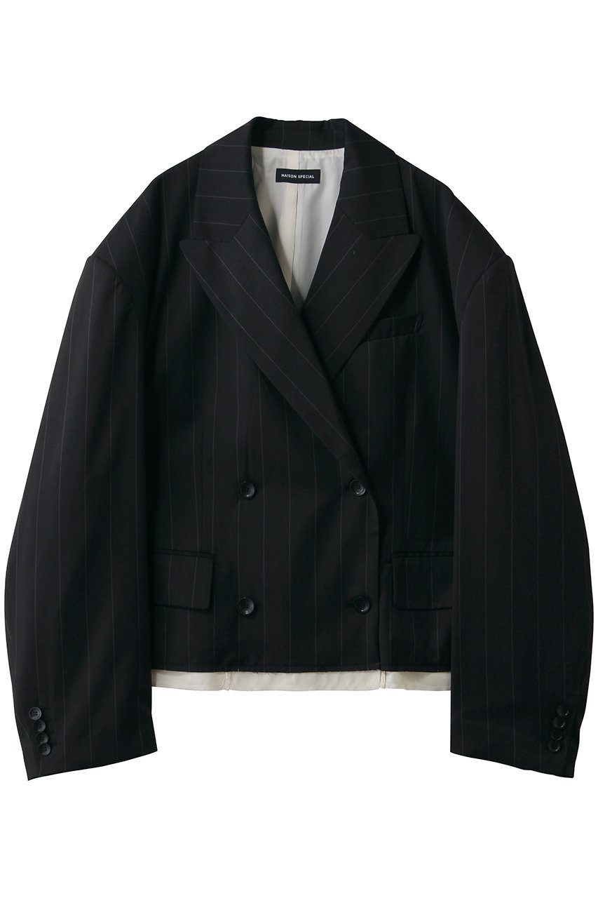 メゾンスペシャル/MAISON SPECIALのCut-Off Mid-Length Jacket/カットオフミドルジャケット(BLK(ブラック)/21261115201)