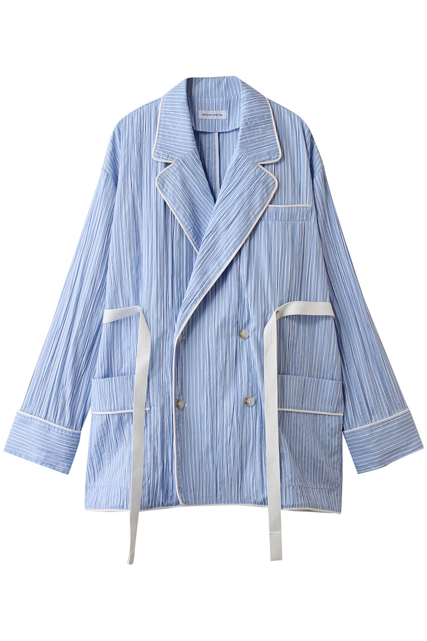 メゾンスペシャル/MAISON SPECIALのPajama Shirt Jacket/パジャマシャツジャケット(BLU(ブルー)/21261115301)