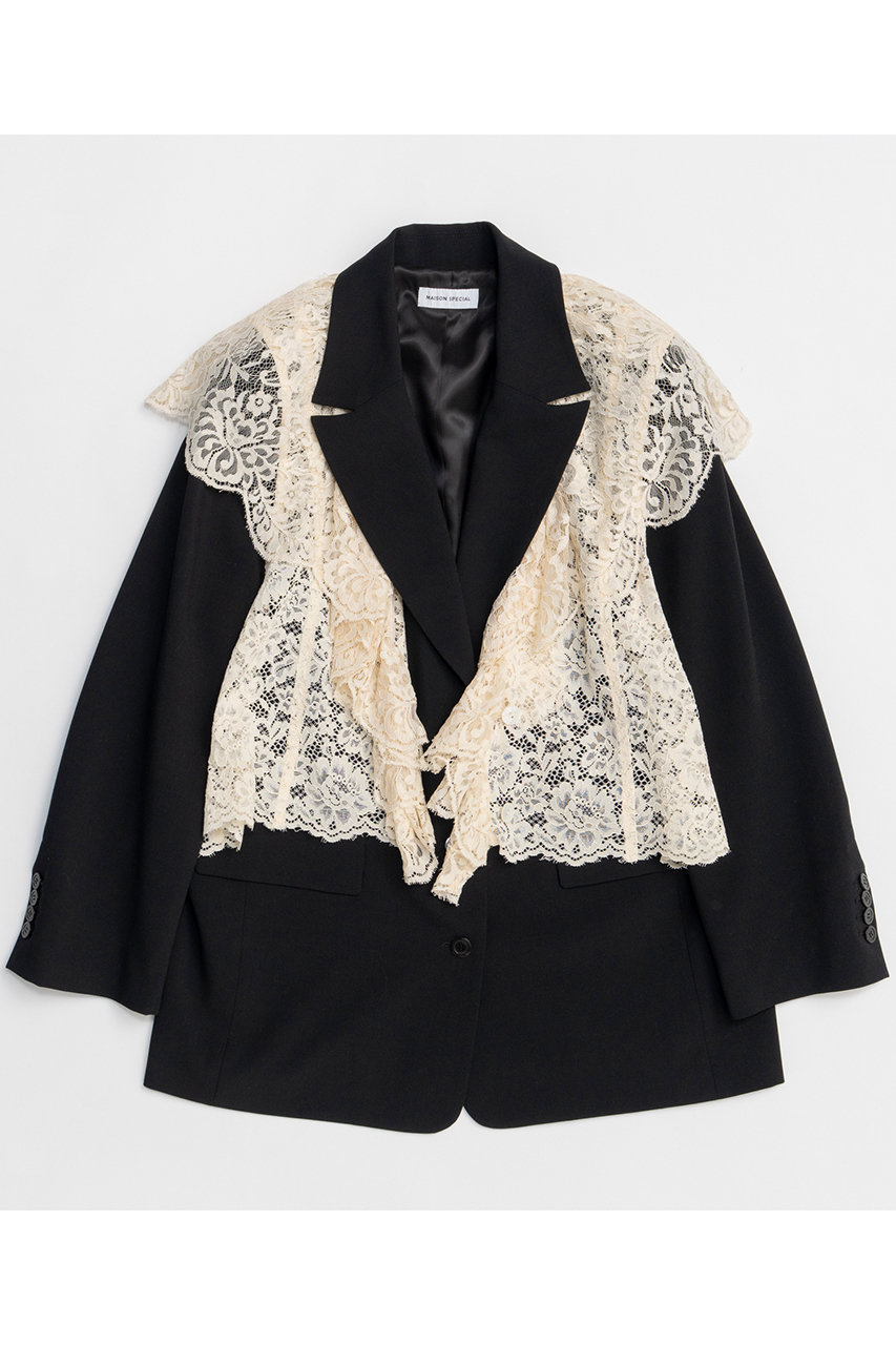 メゾンスペシャル/MAISON SPECIALの【予約販売】Lace Vest Single Jacket/レースベストシングルジャケット(BLK(ブラック)/21261115302)