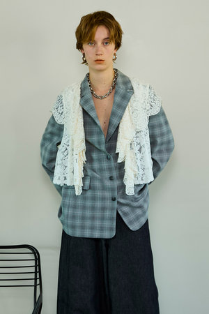 メゾンスペシャル/MAISON SPECIALの【予約販売】Lace Vest Single Jacket/レースベストシングルジャケット