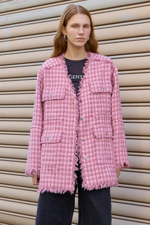 メゾンスペシャル/MAISON SPECIALの【予約販売】Fringe Tweed Long Jacket/フリンジツイードジャケット(110800/110801)