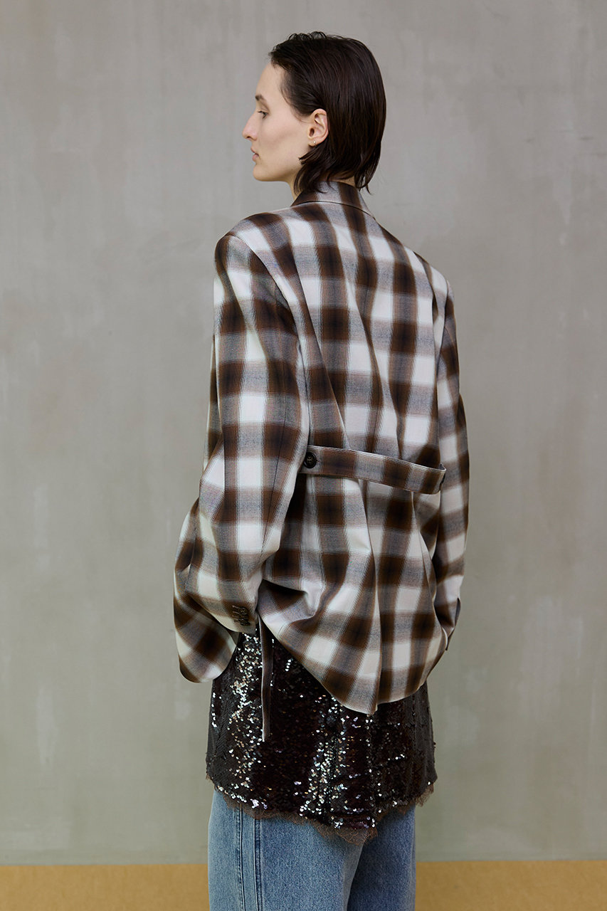 メゾンスペシャル　チェック　テーラードジャケット　ブラウン MAISON SPECIAL(メゾンスペシャル)｜Flannel Check Tailored Jacket