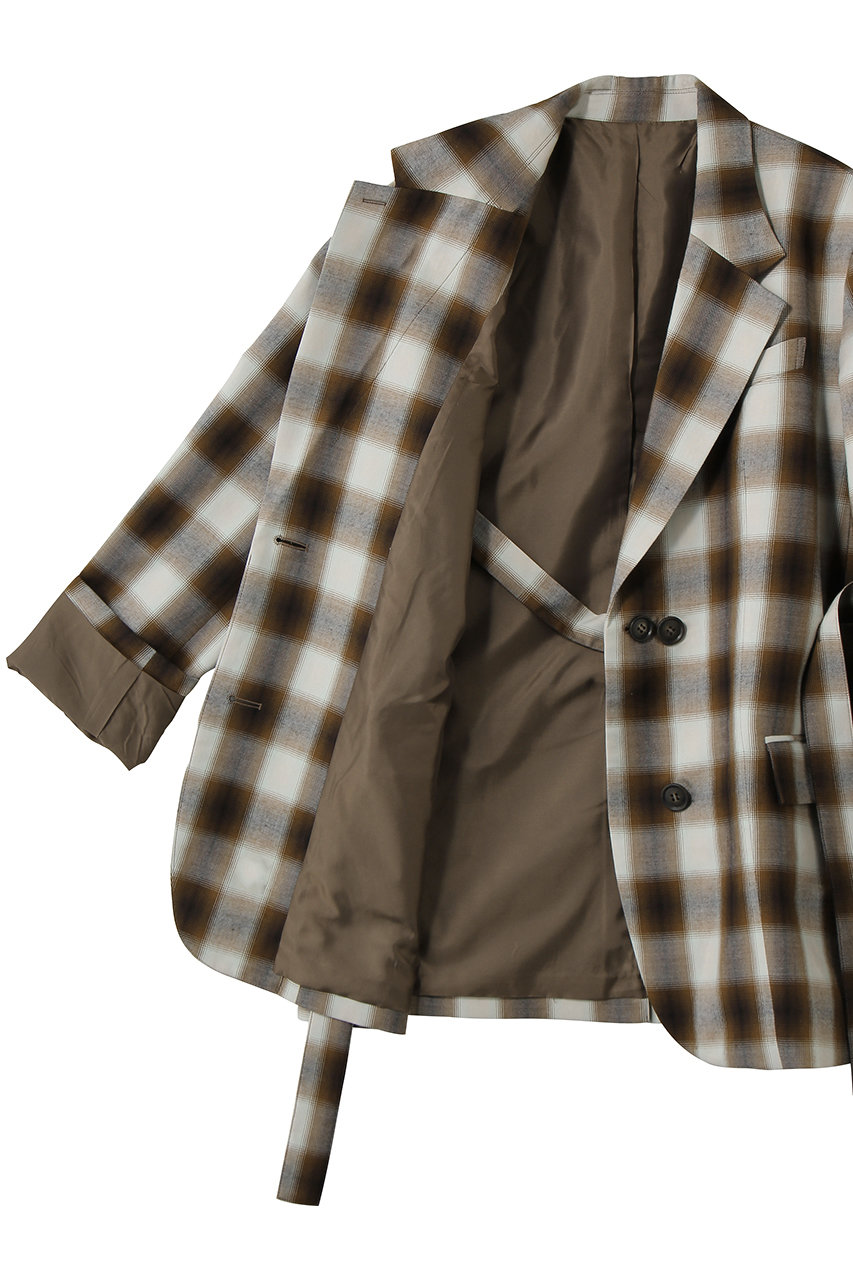 メゾンスペシャル　チェック　テーラードジャケット　ブラウン MAISON SPECIAL(メゾンスペシャル)｜Flannel Check Tailored Jacket