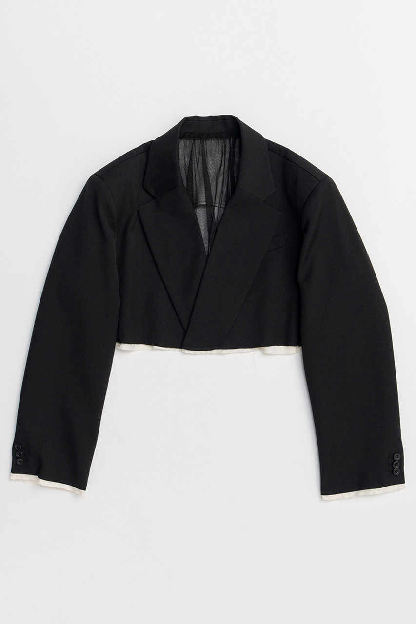 メゾンスペシャル/MAISON SPECIALの【予約販売】Back-Tulle Short Jacket/バックチュールショートジャケット(BLK(ブラック)/21261115806)