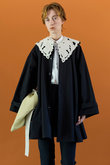 Lace Collar Tent Flare Trench Coat/レースカラーテントフレアトレンチコート