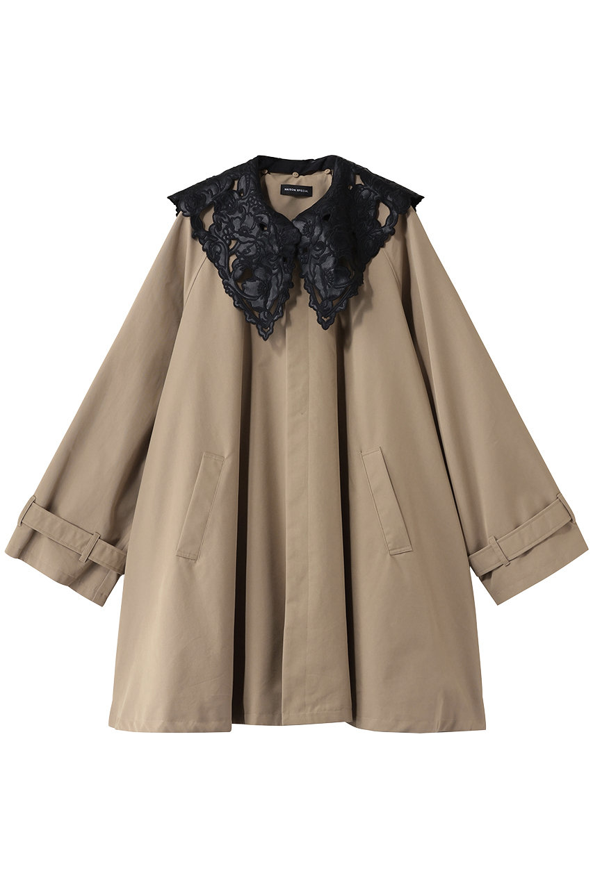 Lace Collar Tent Flare Trench Coat/レースカラーテントフレアトレンチコート