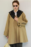Lace Collar Tent Flare Trench Coat/レースカラーテントフレアトレンチコート