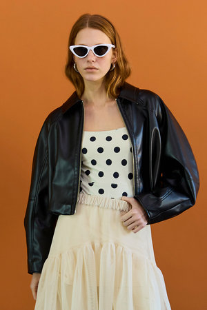 メゾンスペシャル/MAISON SPECIALの【予約販売】Gathered Balloon Vegan Leather Jacket/ギャザーバルーンフェイクレザージャケット(110800/110801)