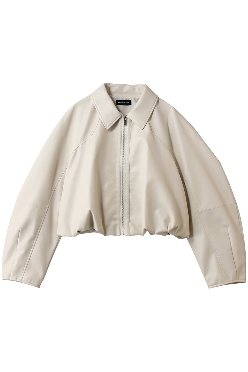 メゾンスペシャル/MAISON SPECIALのGathered Balloon Vegan Leather Jacket/ギャザーバルーンフェイクレザージャケット(WHT(ホワイト)/21261216301)
