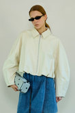 Gathered Balloon Faux Leather Jacket/ギャザーバルーンフェイクレザージャケット