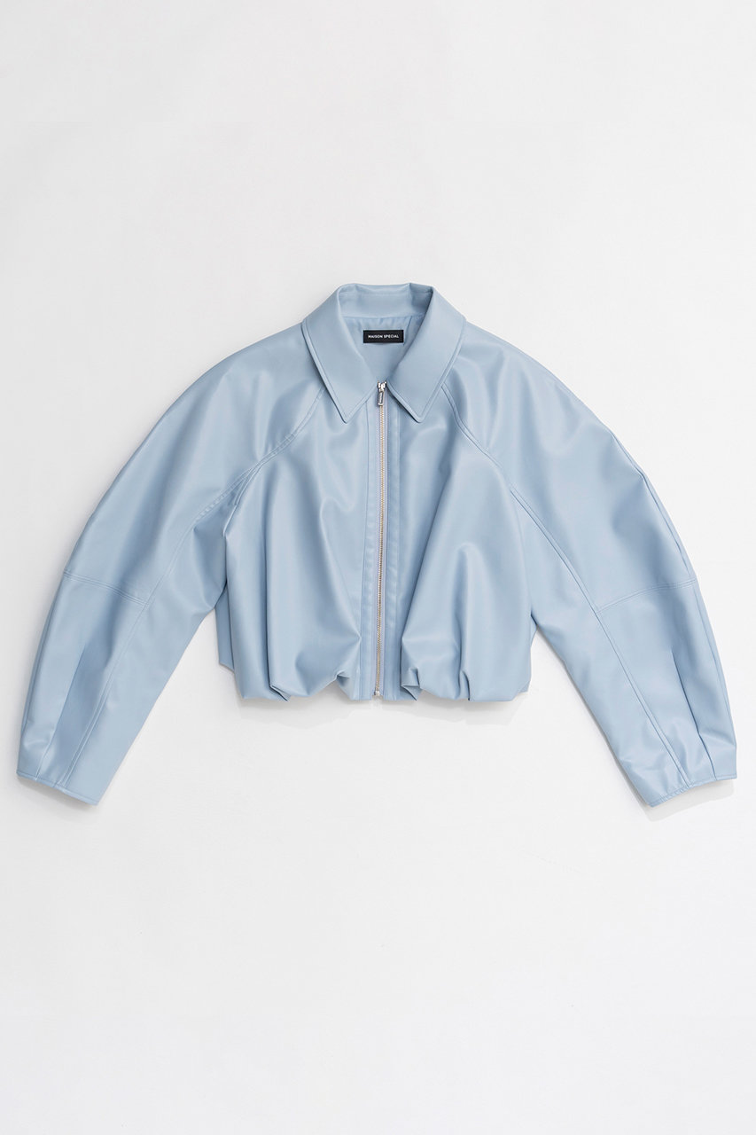 メゾンスペシャル/MAISON SPECIALの【予約販売】Gathered Balloon Vegan Leather Jacket/ギャザーバルーンフェイクレザージャケット(BLU(ブルー)/21261216301)