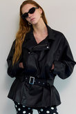 Belted Faux Leather Jacket/ベルテッドフェイクレザージャケット