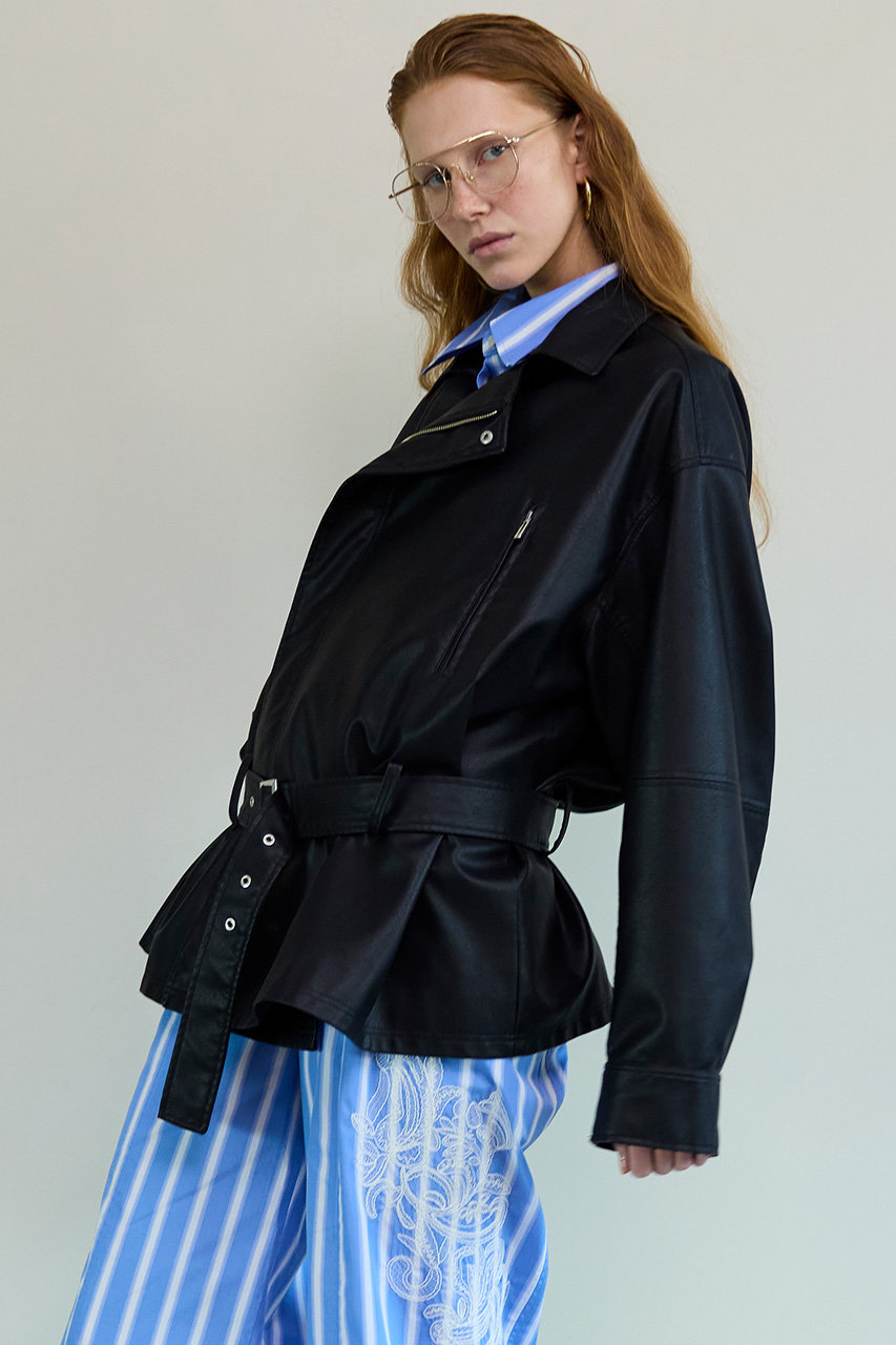 MAISON SPECIAL(メゾンスペシャル)｜Belted Faux Leather Jacket