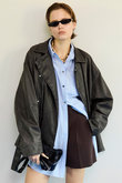 Belted Faux Leather Jacket/ベルテッドフェイクレザージャケット