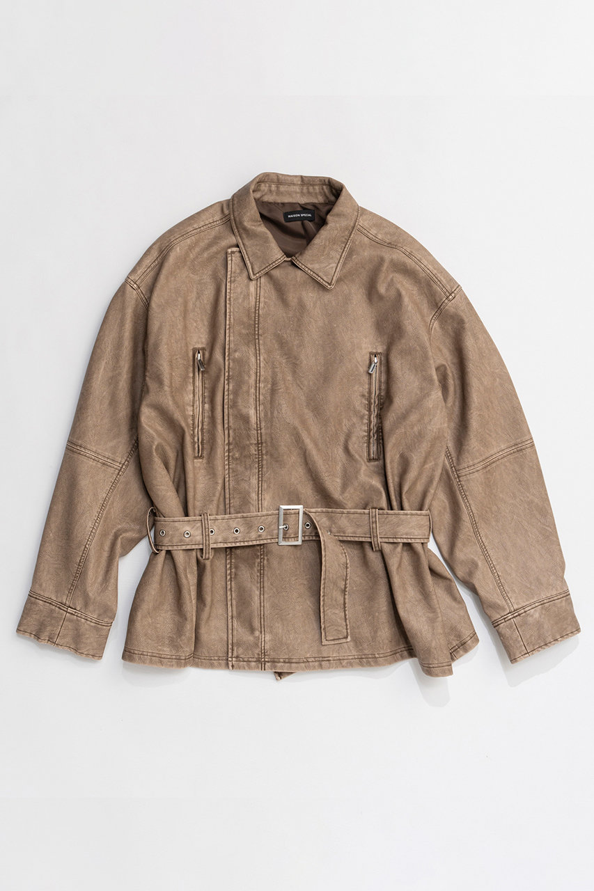 メゾンスペシャル/MAISON SPECIALの【予約販売】Belted Faux Leather Jacket/ベルテッドフェイクレザージャケット(D.BRN(ダークブラウン)/21261216302)