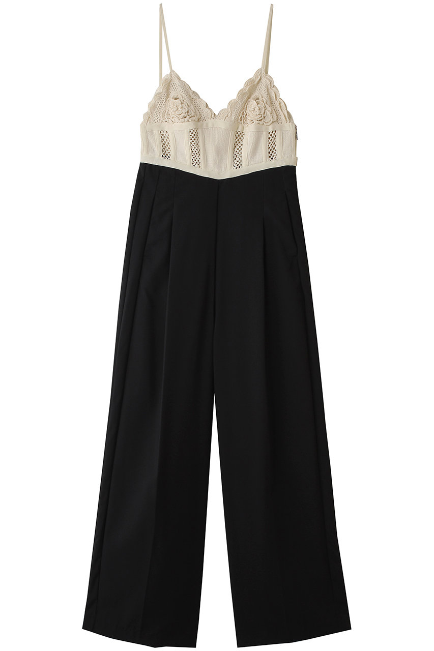 メゾンスペシャル/MAISON SPECIALのCrochet V-Neck All-in-One/クロシェビスチェオールインワン(BLK(ブラック)/21261265203)