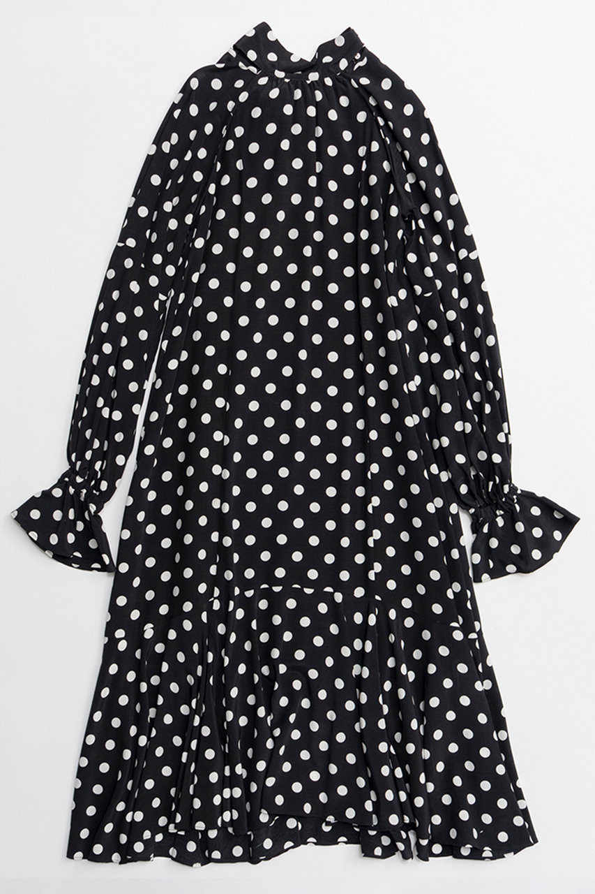 メゾンスペシャル/MAISON SPECIALの【予約販売】2WAY Sleeve Dot One-Piece/2WAYスリーブドットワンピース(BLK(ブラック)/21261265301)