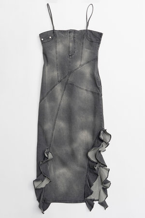 メゾンスペシャル/MAISON SPECIALの【予約販売】Frill Denim Dress/フリルデニムワンピース(110500/110503)