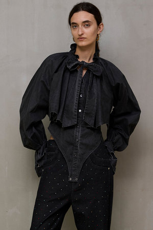 メゾンスペシャル/MAISON SPECIALのRuffle Shirt Bodysuit/ラッフルシャツボディスーツ(110100/110103)