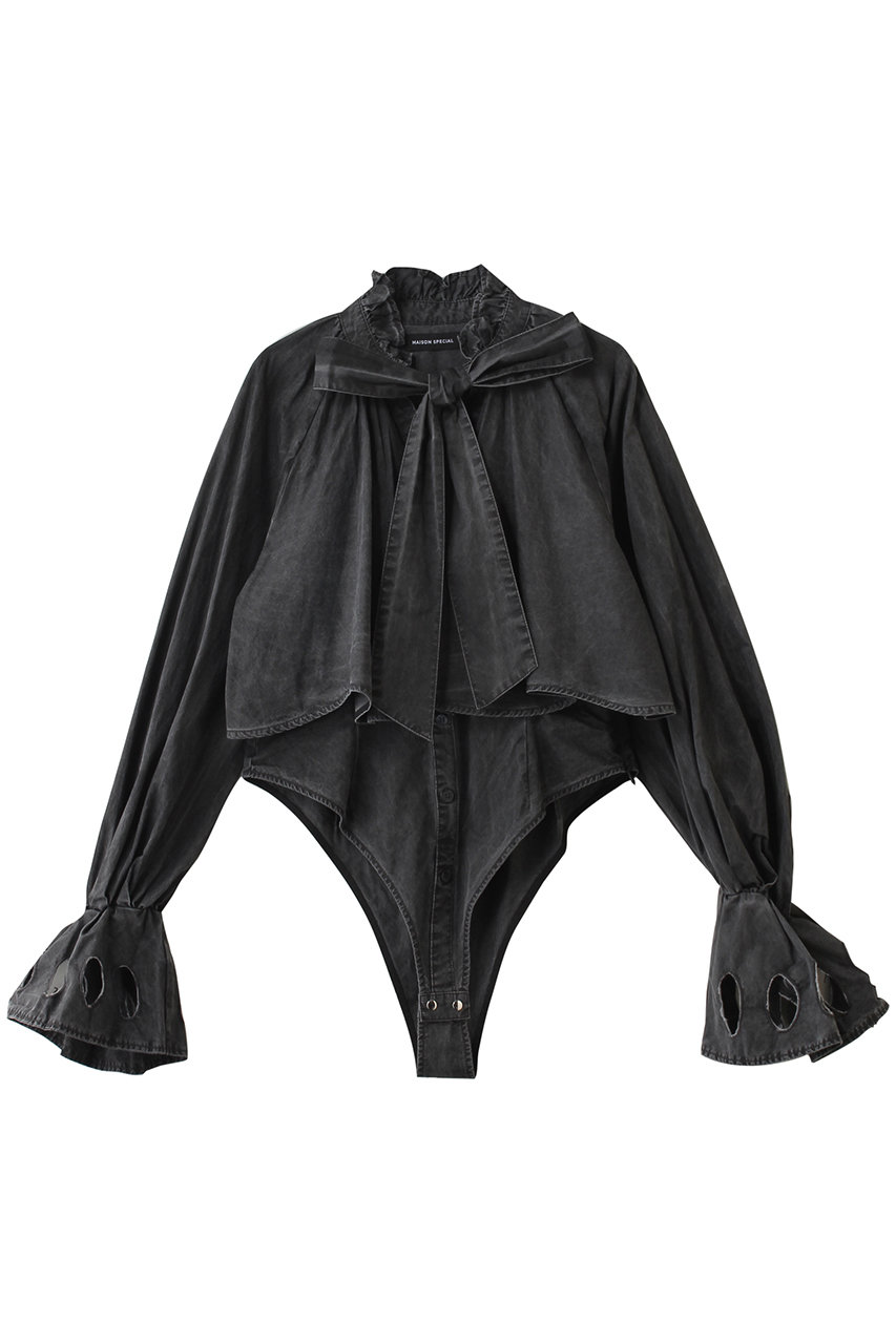 メゾンスペシャル/MAISON SPECIALのRuffle Shirt Bodysuit/ラッフルシャツボディスーツ(GRY(グレー)/21261315203)
