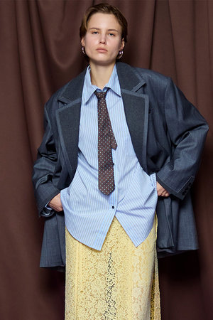 メゾンスペシャル/MAISON SPECIALの【予約販売】Striped Neck Tie Shirt/ストライプネクタイシャツ(110400/110403)