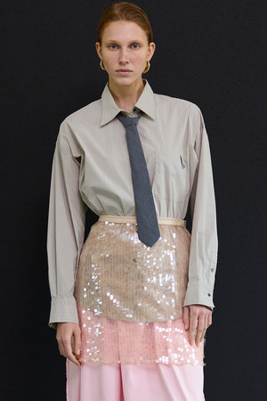 メゾンスペシャル/MAISON SPECIALの【予約販売】Striped Neck Tie Shirt/ストライプネクタイシャツ(110400/110403)