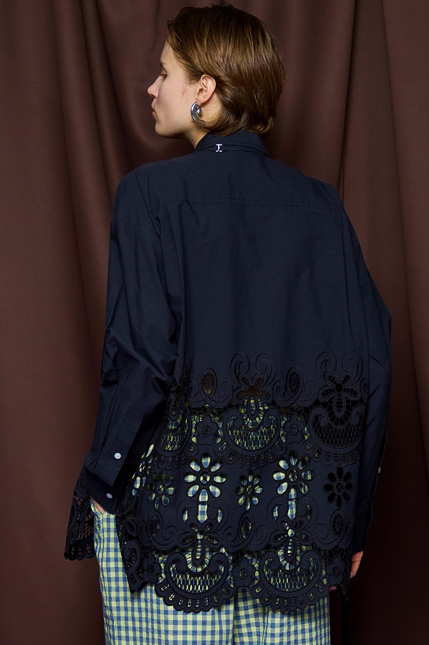 MAISON SPECIAL(メゾンスペシャル)｜Hem Embroidery Neck Tie Shirt