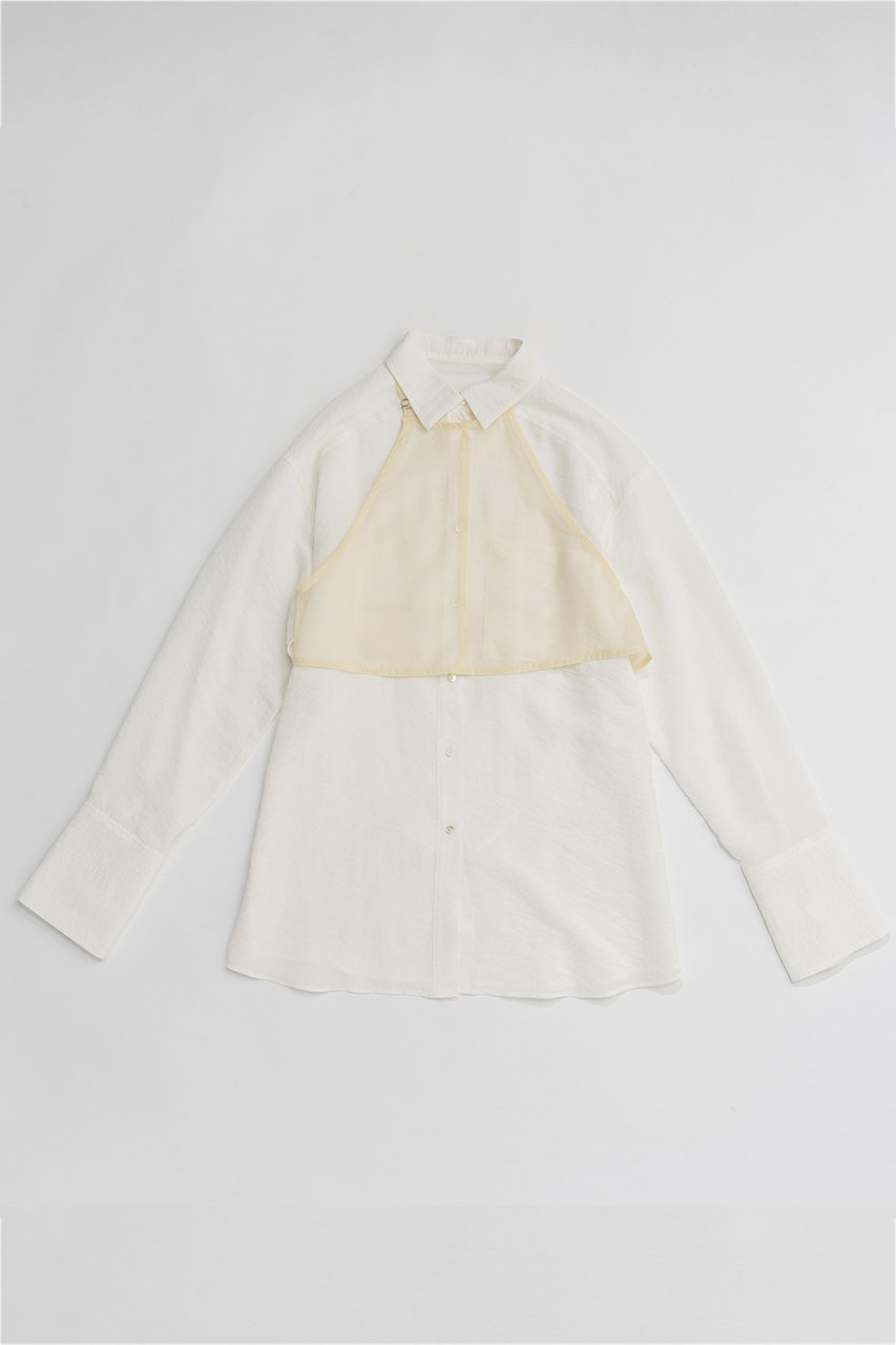 メゾンスペシャル/MAISON SPECIALの【予約販売】Sheer Bustier Combi Shorts/シアービスチェコンビシャツ(WHT(ホワイト)/21261315701)