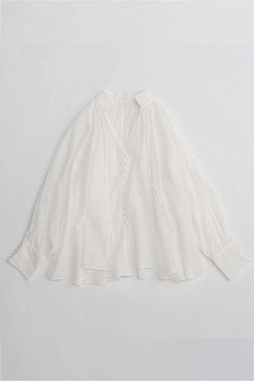 メゾンスペシャル/MAISON SPECIALの【予約販売】V-neck voluminous blouse/タイ付Vネックボリュームブラウス(WHT(ホワイト)/21261315704)