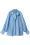 V-neck voluminous blouse/タイ付Vネックボリュームブラウス メゾンスペシャル/MAISON SPECIAL BLU(ブルー)