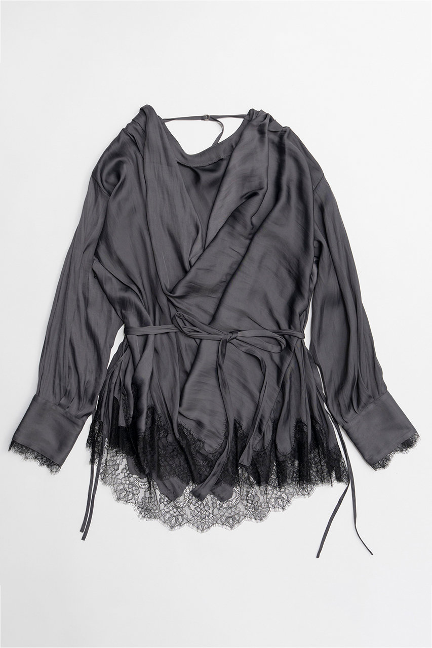メゾンスペシャル/MAISON SPECIALの【予約販売】Lace combo drape shirt/レースコンビドレープシャツ(GRY(グレー)/21261315801)