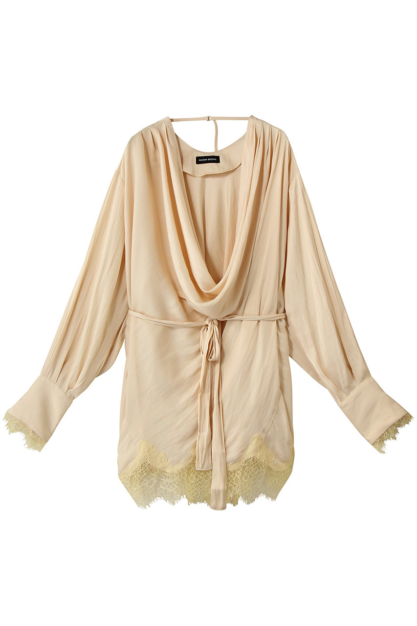 メゾンスペシャル/MAISON SPECIALのLace combo drape shirt/レースコンビドレープシャツ(YEL(イエロー)/21261315801)
