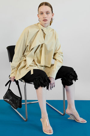 メゾンスペシャル/MAISON SPECIALの【予約販売】Asymmetrical drape shirt/アシンメトリードレープシャツ(110400/110403)