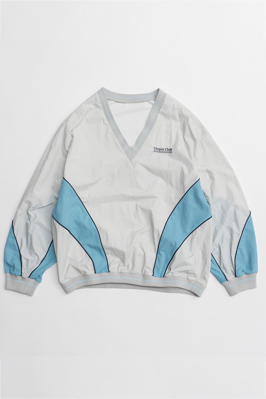 メゾンスペシャル/MAISON SPECIALのStriped Print V-Neck Tops/ストライププリントVネックトップス(GRY(グレー)/21261315803)