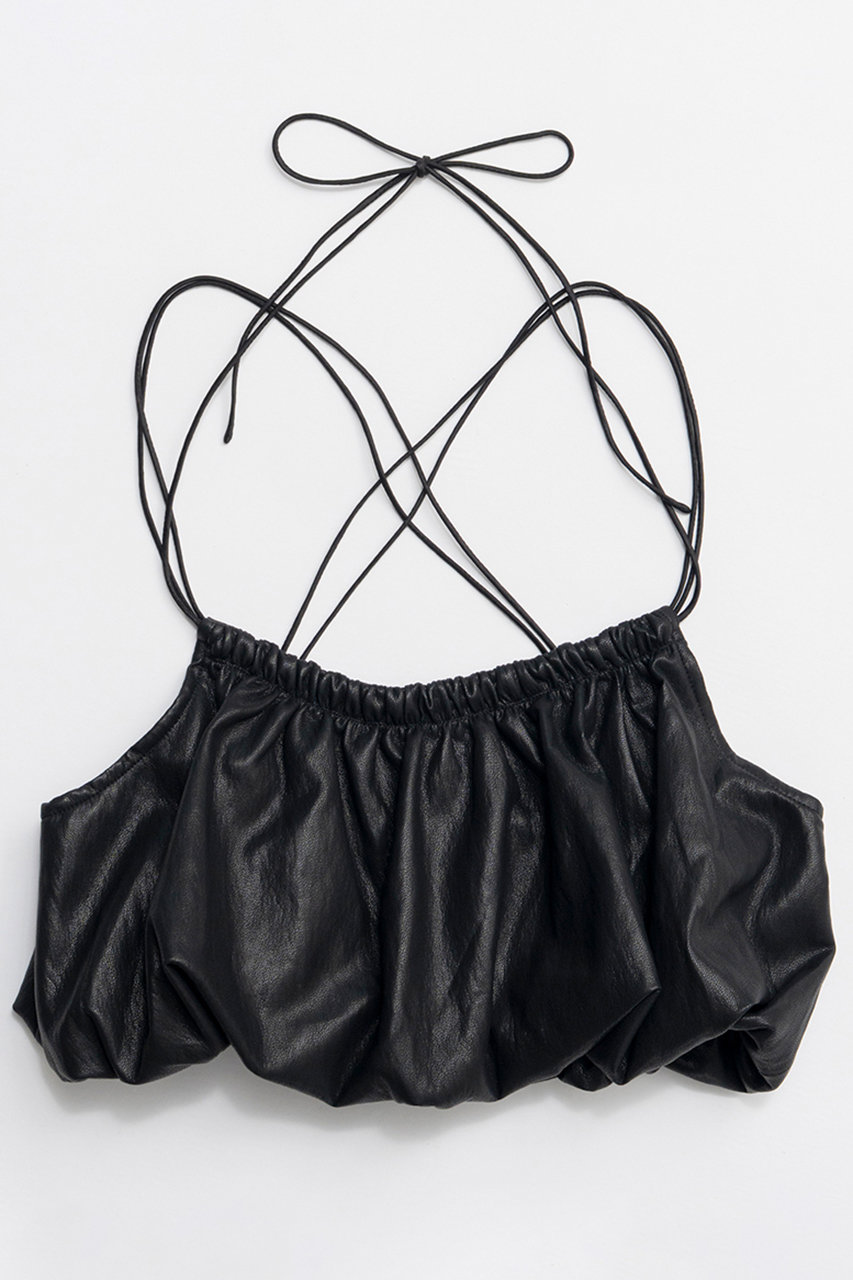 メゾンスペシャル/MAISON SPECIALの【予約販売】Gathered Balloon Vegan Leather Bustier/ギャザーバルーンフェイクレザービスチェ(BLK(ブラック)/21261316302)
