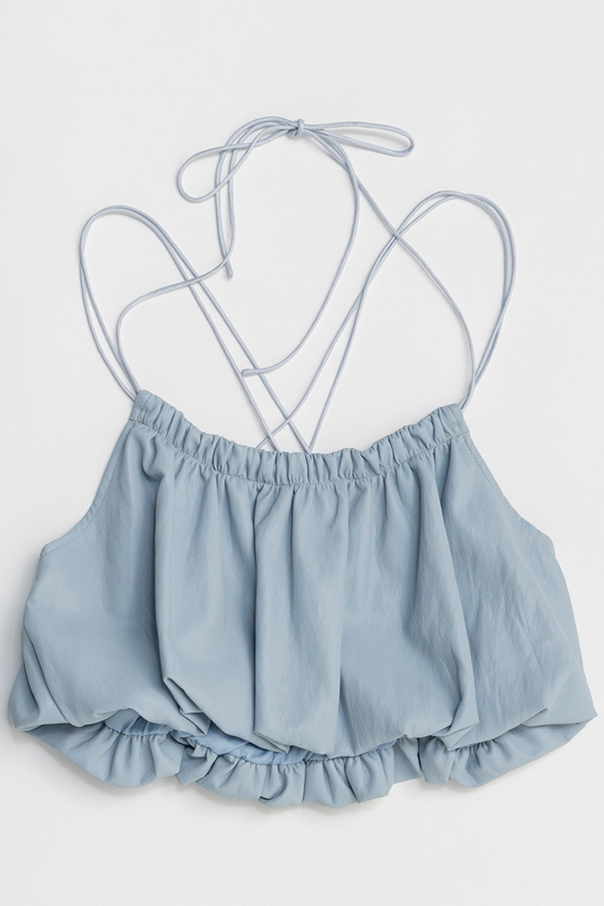 メゾンスペシャル/MAISON SPECIALの【予約販売】Gathered Balloon Vegan Leather Bustier/ギャザーバルーンフェイクレザービスチェ(BLU(ブルー)/21261316302)