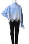 Striped Lace Shirt/ワイドスカラップレースシャツ メゾンスペシャル/MAISON SPECIAL