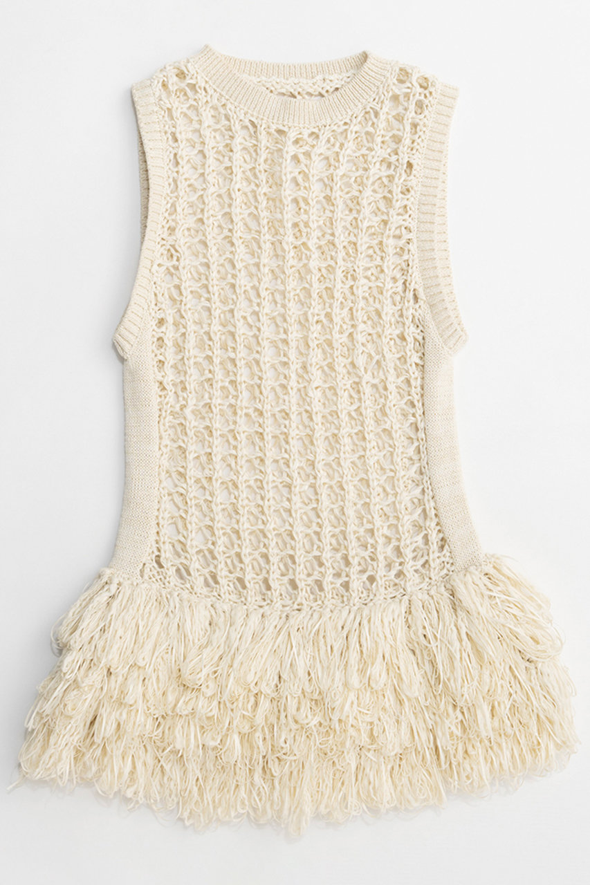 メゾンスペシャル/MAISON SPECIALの【予約販売】Fringe Mesh Vest/フリンジメッシュベスト(WHT(ホワイト)/21261365201)