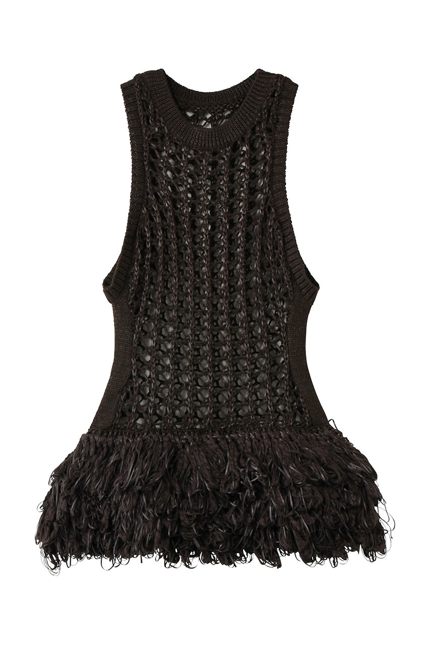 メゾンスペシャル/MAISON SPECIALのFringe Mesh Vest/フリンジメッシュベスト(BRN(ブラウン)/21261365201)