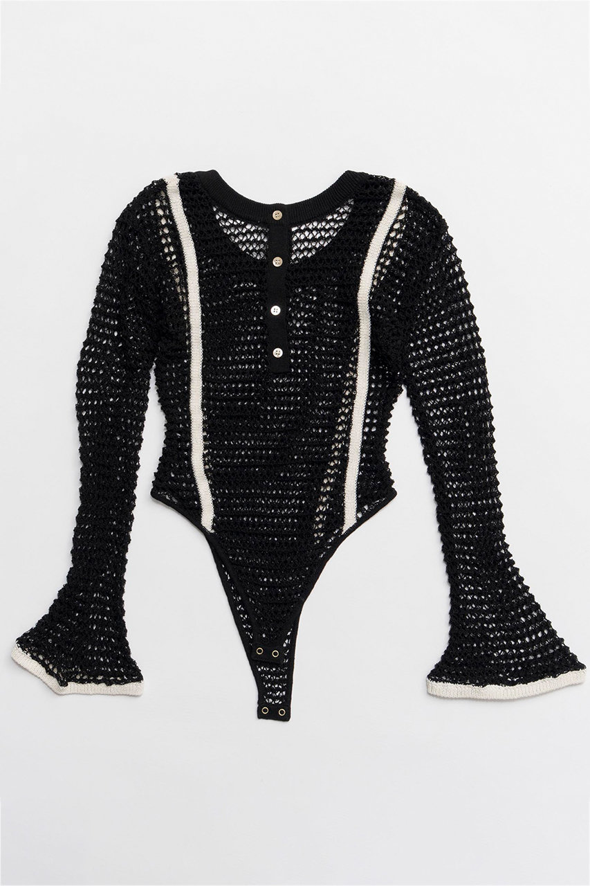 メゾンスペシャル/MAISON SPECIALのCrochet-Like Bodysuit/クロシェライクボディスーツ(BLK(ブラック)/21261365301)