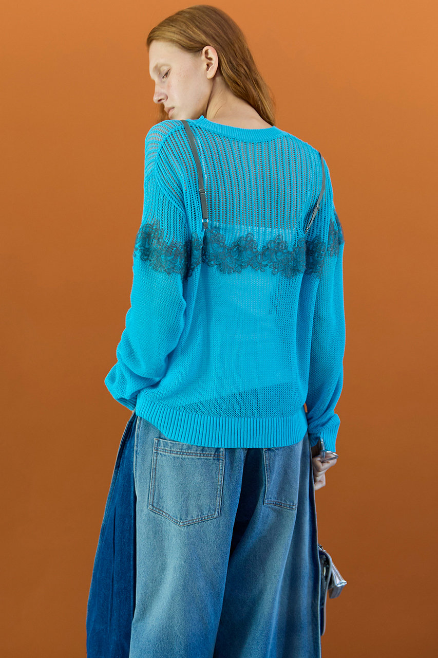 MAISON SPECIAL(メゾンスペシャル)｜Lace-Combi Mesh Knit Pullover