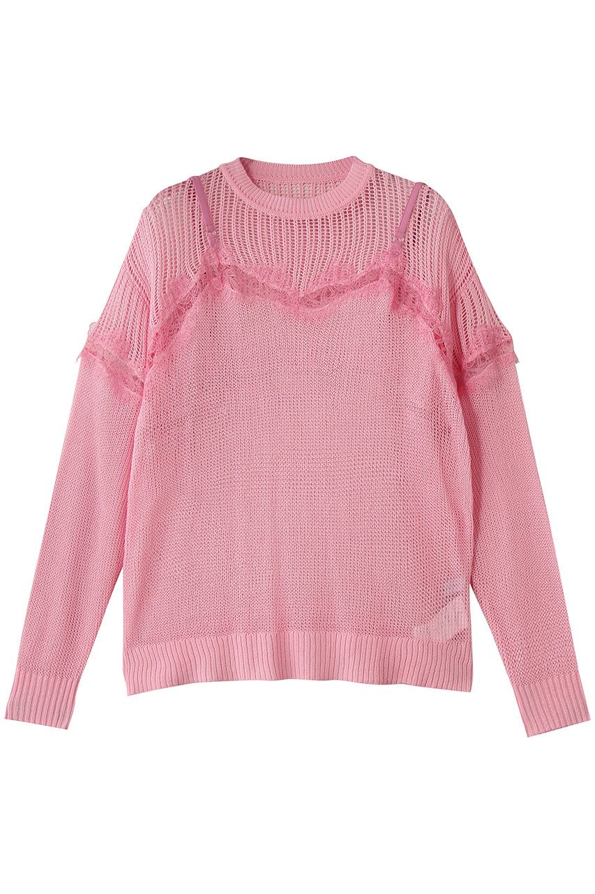 メゾンスペシャル/MAISON SPECIALのLace-Combi Mesh Knit Pullover/レースコンビニットプルオーバー(PNK(ピンク)/21261365701)