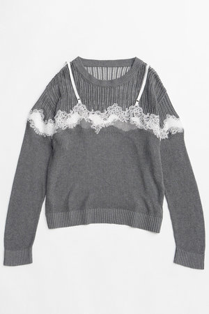 メゾンスペシャル/MAISON SPECIALの【予約販売】Lace-Combi Mesh Knit Pullover/レースコンビニットプルオーバー(110300/110301)