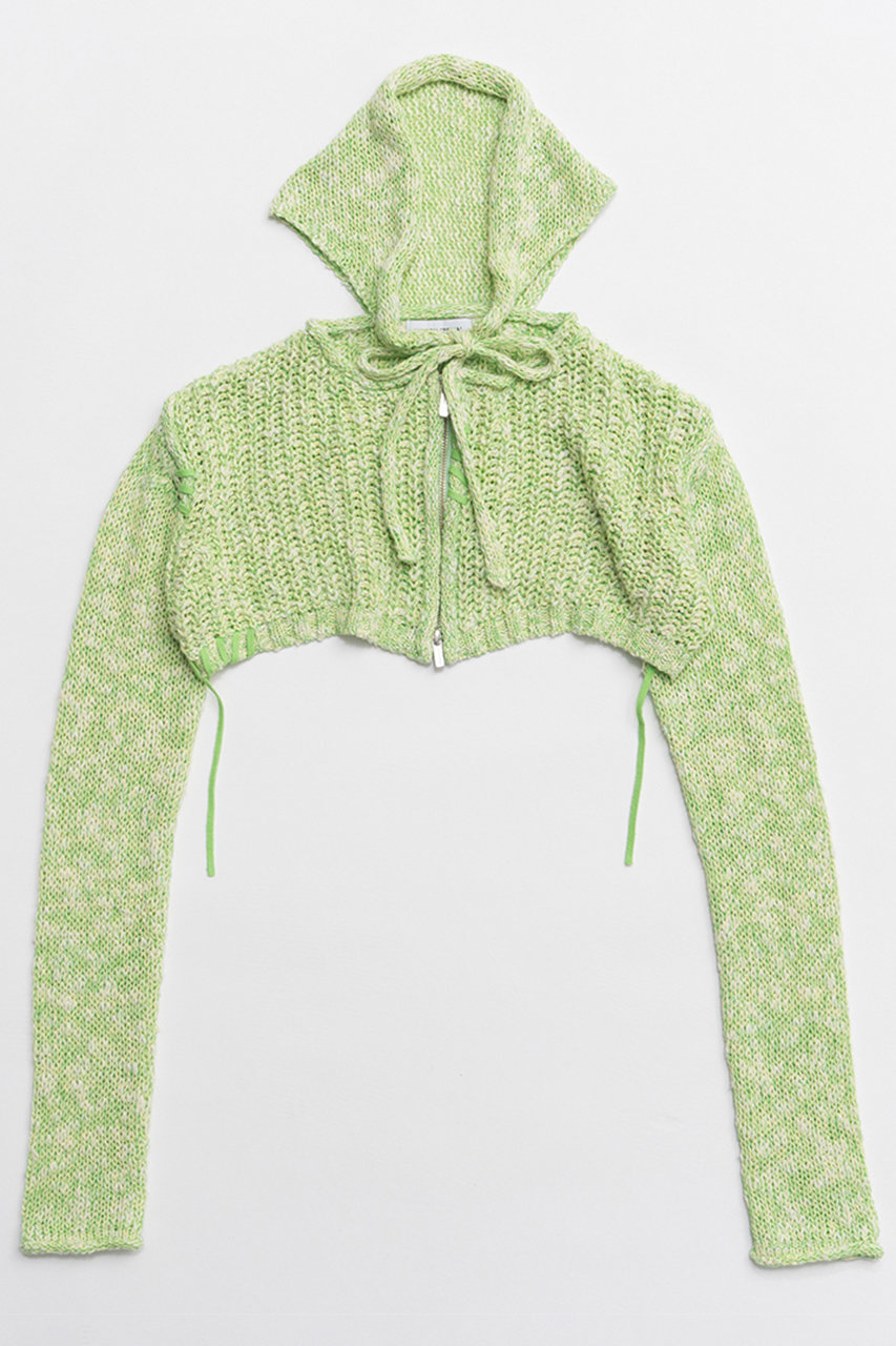メゾンスペシャル/MAISON SPECIALの【予約販売】Zip Short Cardigan with Babouche Collar/バブーシュカ付ジップショートカーディガン(GRN(グリーン)/21261365702)