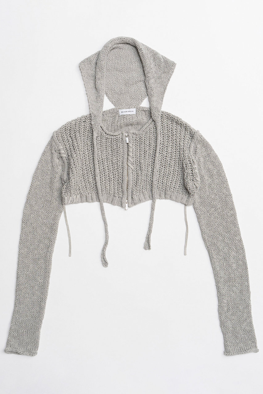 メゾンスペシャル/MAISON SPECIALの【予約販売】Zip Short Cardigan with Babouche Collar/バブーシュカ付ジップショートカーディガン(GRY(グレー)/21261365702)