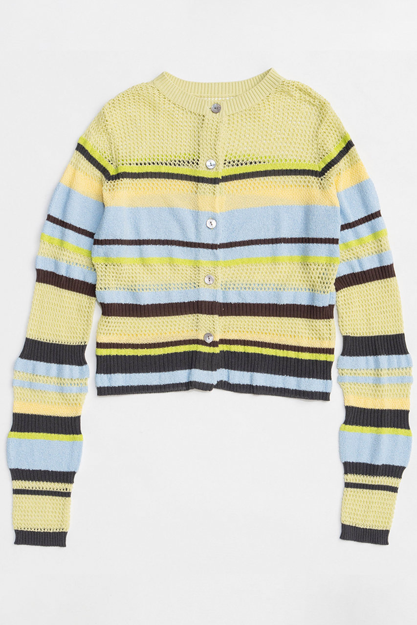 メゾンスペシャル/MAISON SPECIALの【予約販売】Mesh Border Cardigan/メッシュボーダーカーディガン(LIME(ライム)/21261365703)