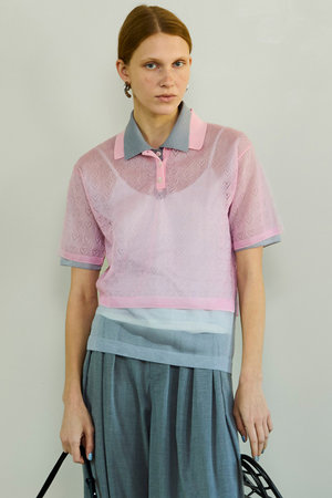 メゾンスペシャル/MAISON SPECIALの【予約販売】Layered Sheer Knit Polo/レイヤードシアーニットポロ(110300/110301)