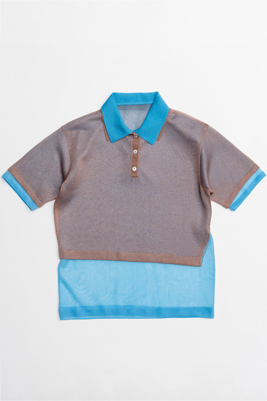 メゾンスペシャル/MAISON SPECIALのLayered Sheer Knit Polo/レイヤードシアーニットポロ(BRN(ブラウン)/21261366301)